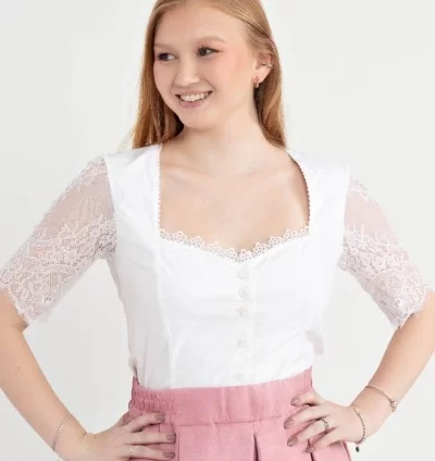 Blusa manga de renda