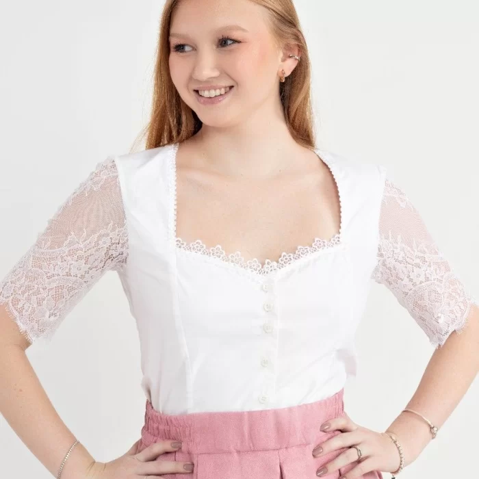 Blusa manga de renda