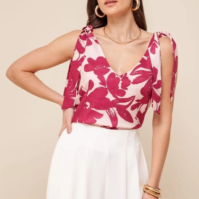 Blusa Floral Vermelha