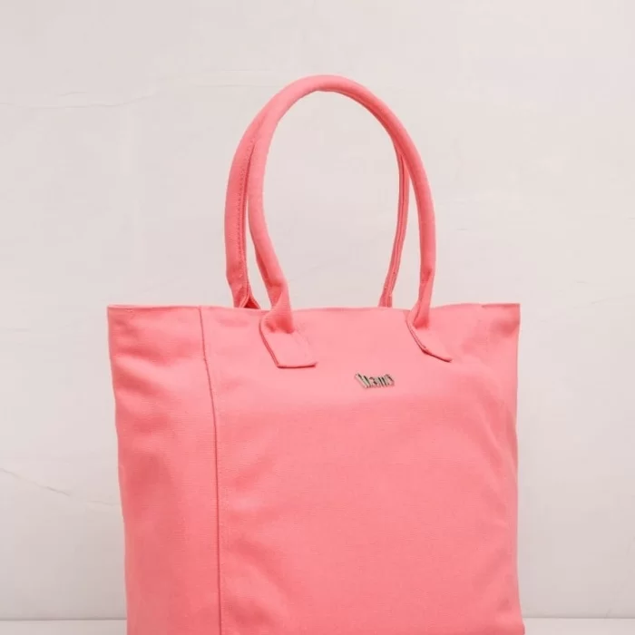 Bolsa de Lona com Mini Carteira - Cor Coral